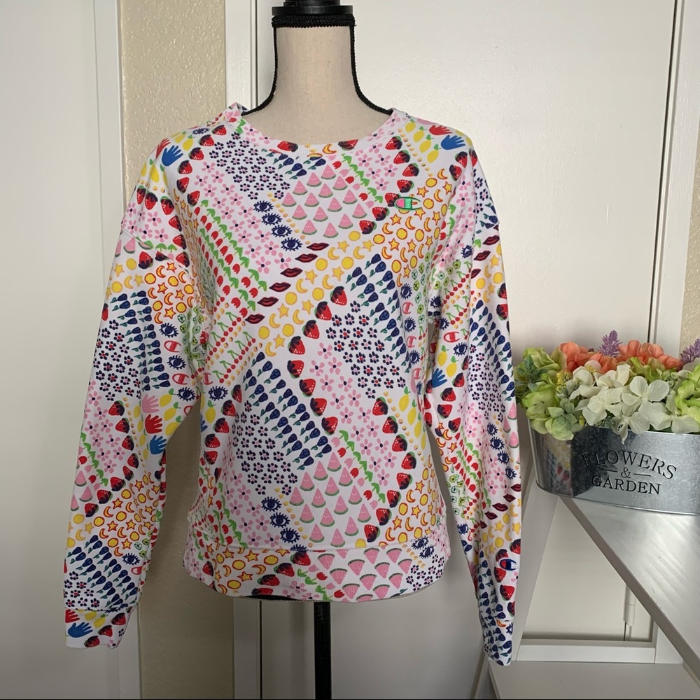 Champion x Susan Alexandra Multicolor Crewneck Sweatshirt - Pink, Yellow, Green - Picture 5 of 12